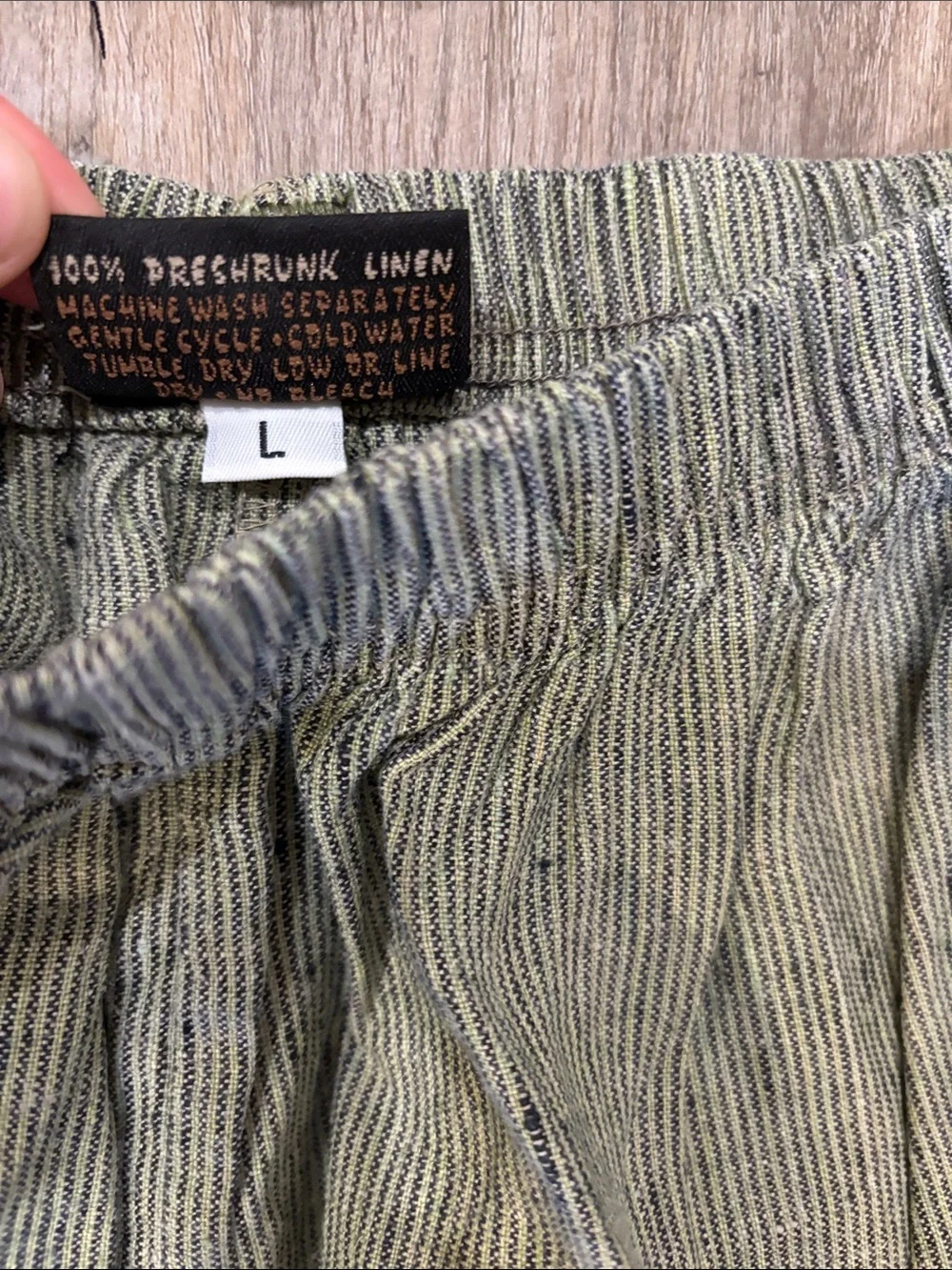 Green  Striped/Plaid Two-Piece Linen Pants & Vest Set